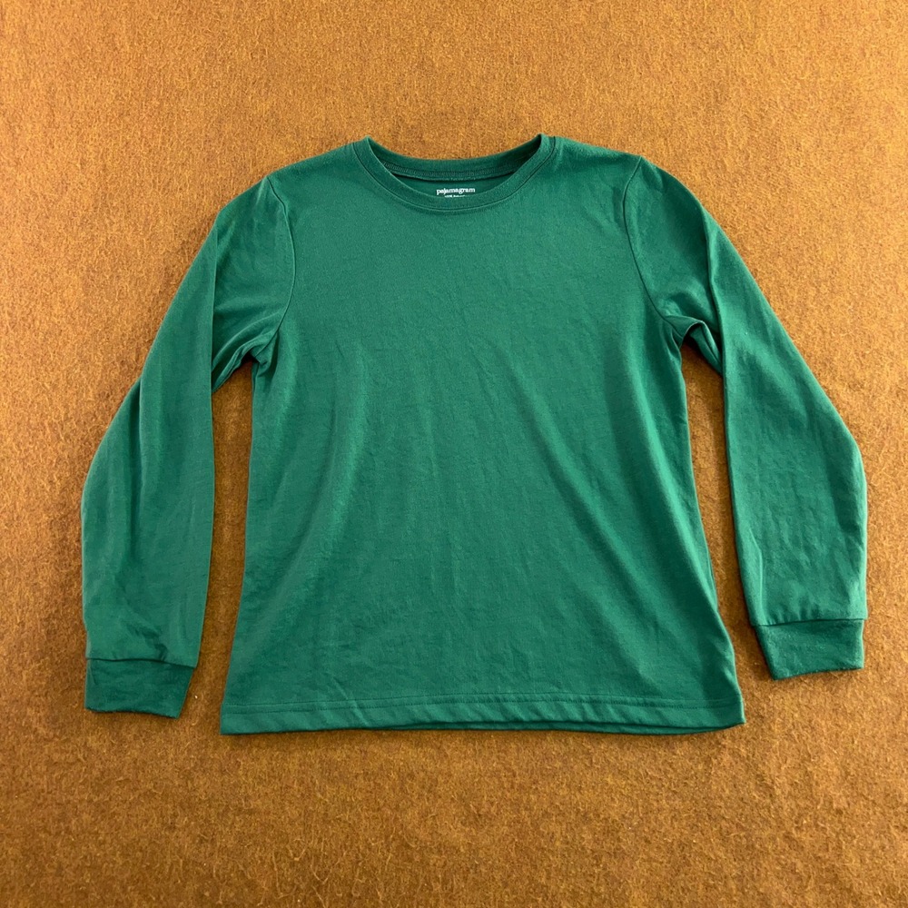 PajamaGram Kids Size 12 Green Flame Resistant Long Sleeve Pajama Top New